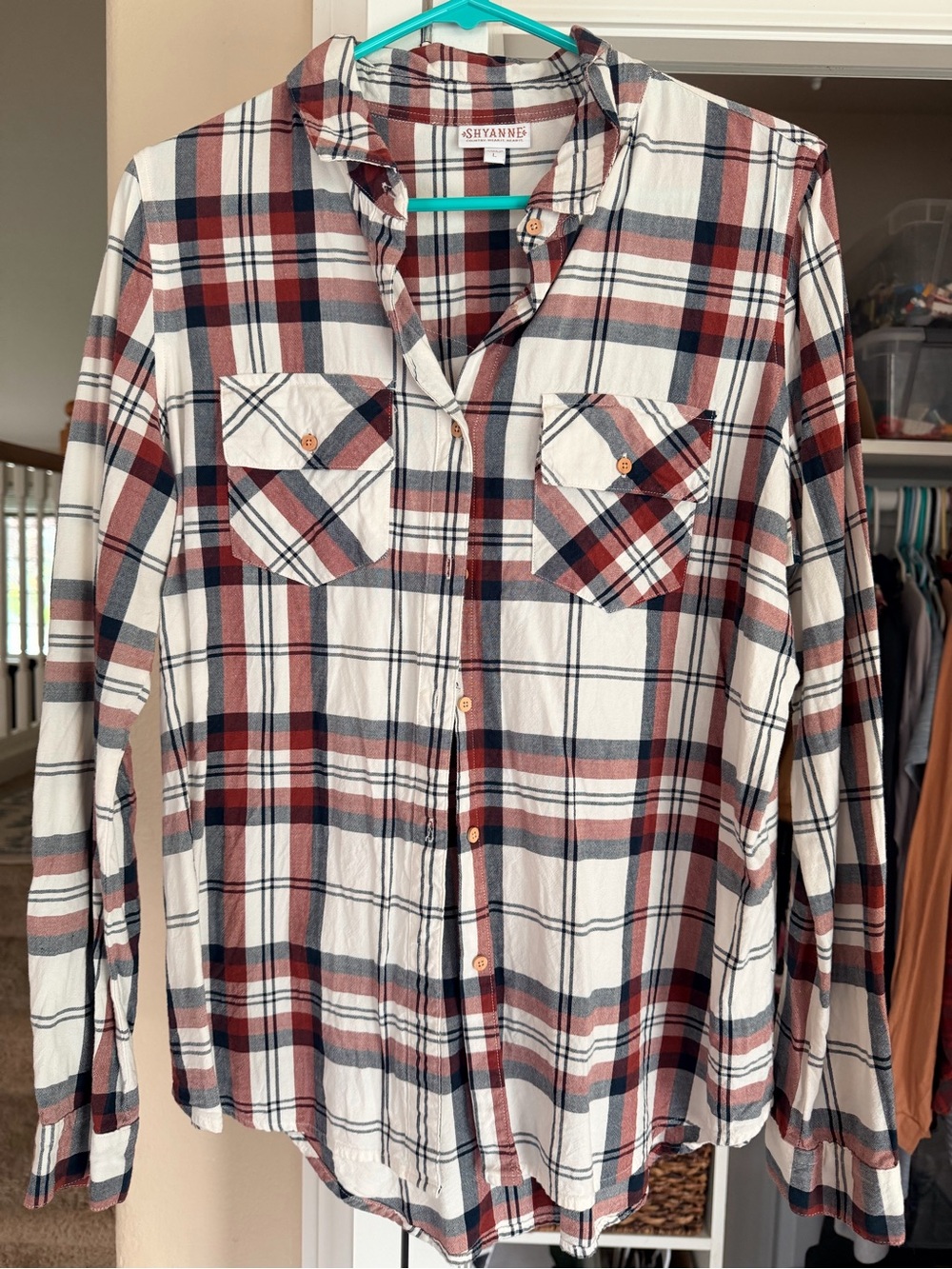 Shyanne Cream, Rust & Navy Plaid Button-Front Shirt